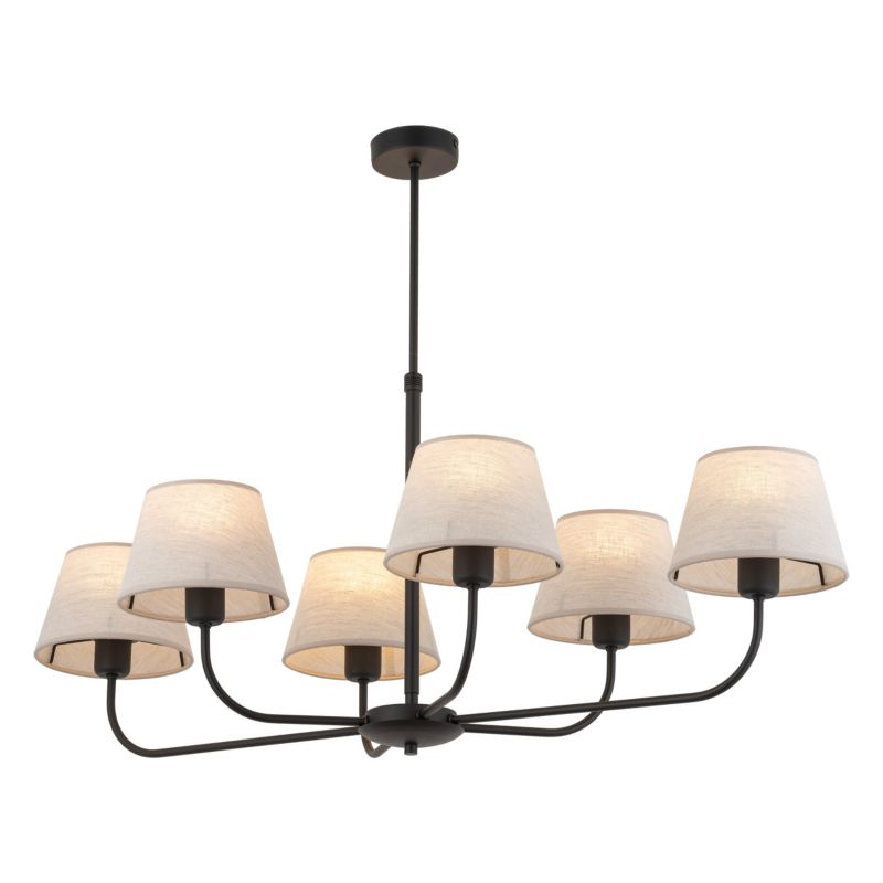 Żyrandol TK-Lighting Chicago czarny-len wym: 90 x 50 x 100 cm 6xE27 x  1 szt.