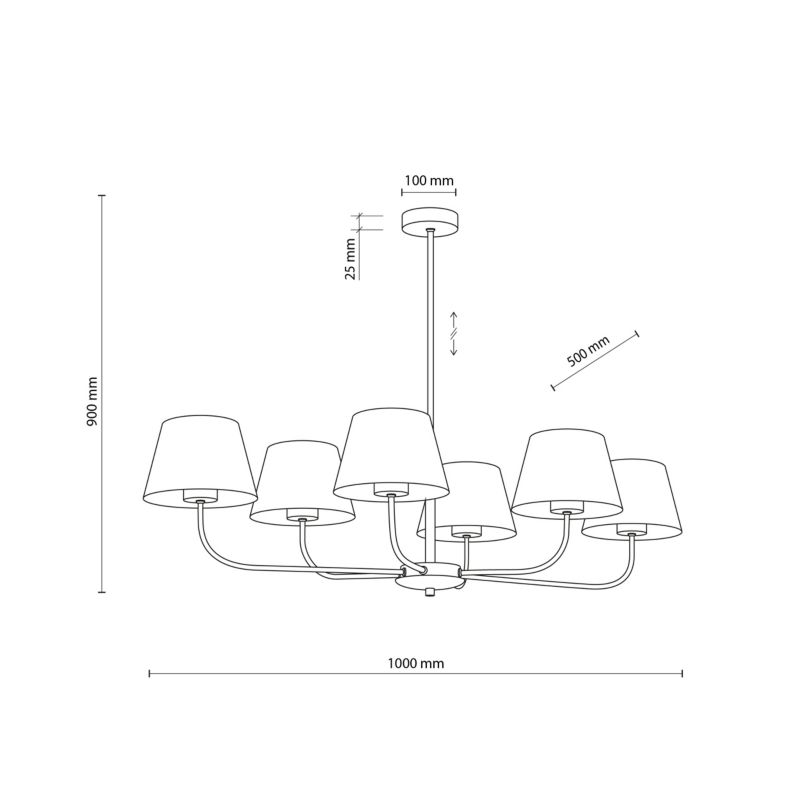 Żyrandol TK-Lighting Chicago czarny-len wym: 90 x 50 x 100 cm 6xE27 x  1 szt.
