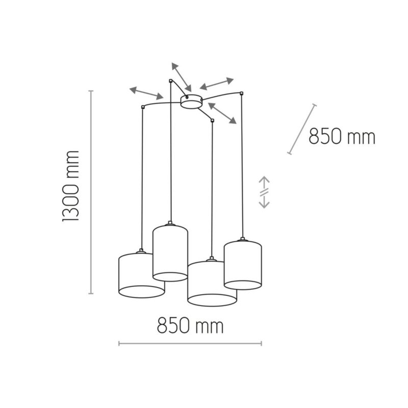 Żyrandol TK-Lighting Juta czarno-brązowy wym: 130 x 70 x 70 cm 4xE27 x  1 szt.