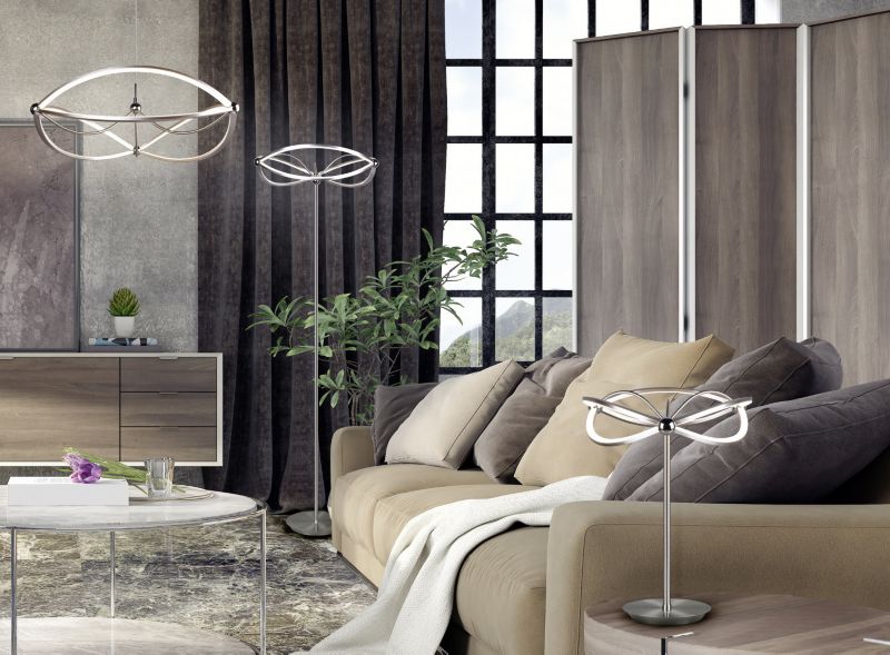 Żyrandol Trio Charivari srebrno-biały wym: 150 x 62 x 62 cm wbudowany LED 42W 1 szt.