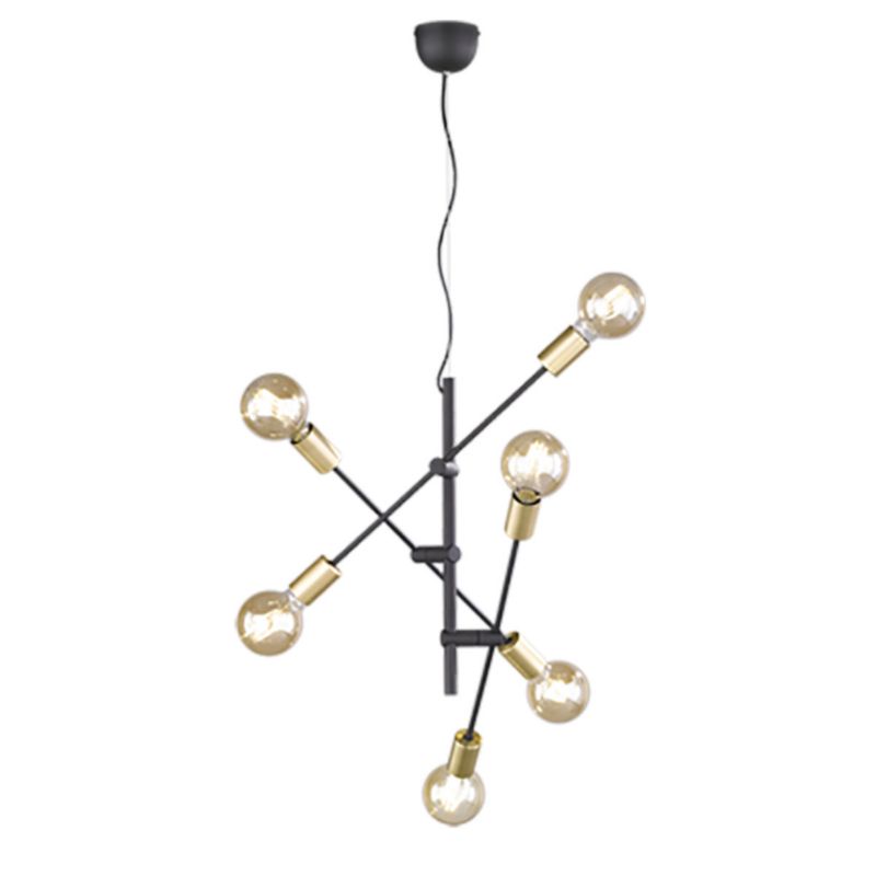 Żyrandol Trio Cross czarno-złoty wym: 150 x 54,5 x 54,5 cm 6xE27 x  1 szt.