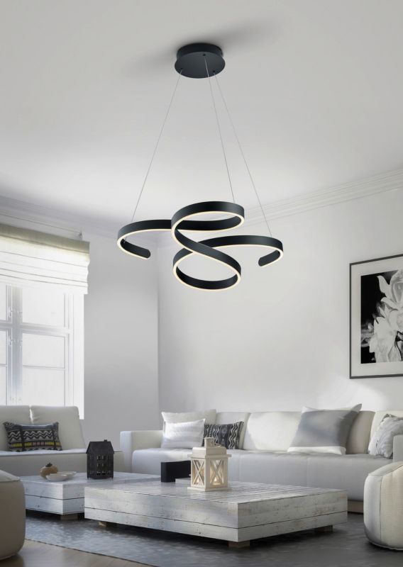 Żyrandol Trio Francis czarno-biały wym: 150 x 72 x 68 cm wbudowany LED 52W 1 szt.