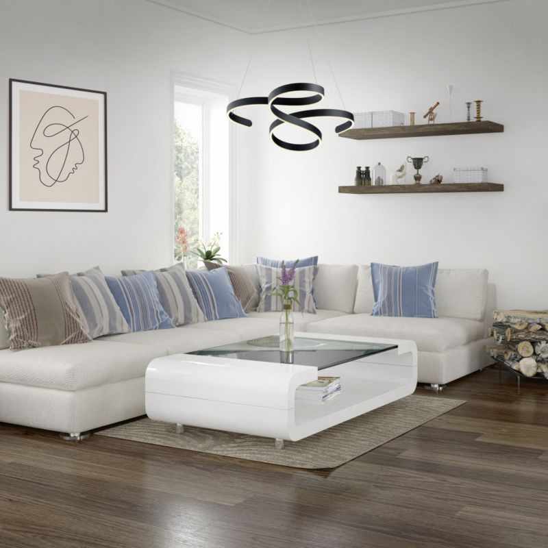 Żyrandol Trio Francis czarno-biały wym: 150 x 72 x 68 cm wbudowany LED 52W 1 szt.