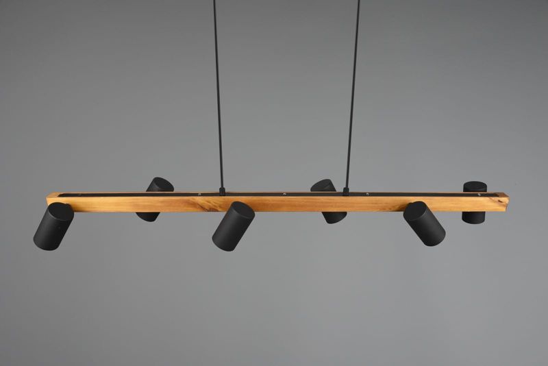 Żyrandol Trio Marley czarny-jasne drewno wym: 150 x 115 x 115 cm 6xGU10 x  1 szt.