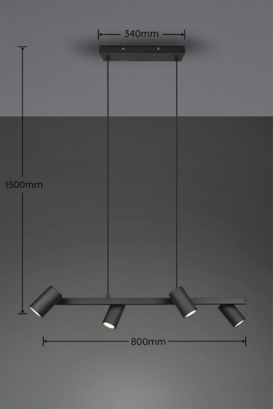 Żyrandol Trio Marley czarny wym: 150 x 80 x 80 cm 4xGU10 x 35W 1 szt.
