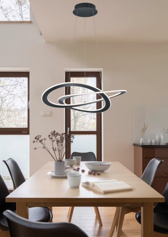 Żyrandol Trio Oakland czarno-biały wym: 150 x 71 x 71 cm wbudowany LED 52W 1 szt.