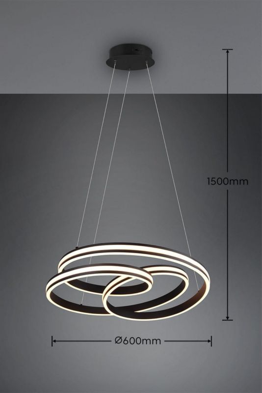 Żyrandol Trio Yara czarno-biały wym: 150 x 60 x 60 cm wbudowany LED 60W 1 szt.