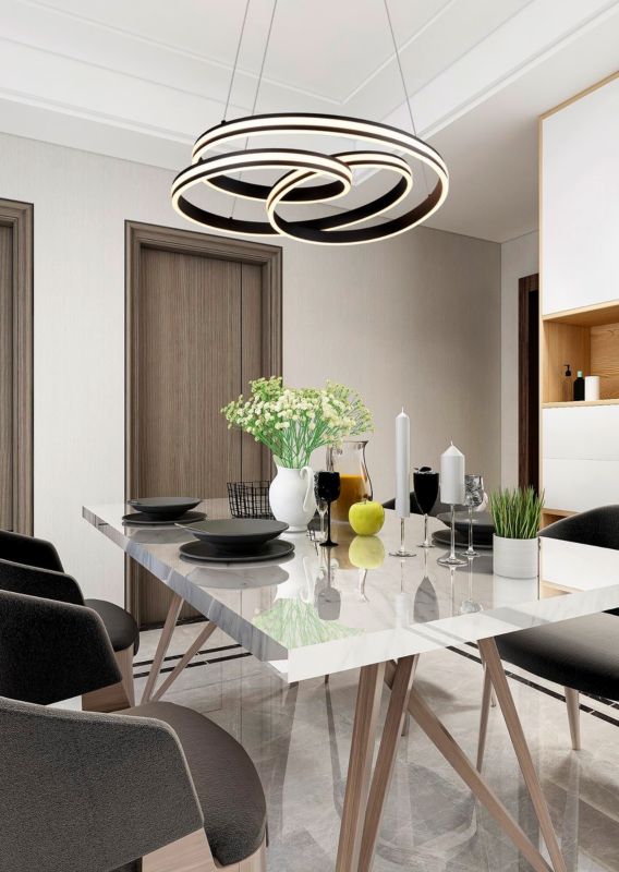 Żyrandol Trio Yara czarno-biały wym: 150 x 60 x 60 cm wbudowany LED 60W 1 szt.