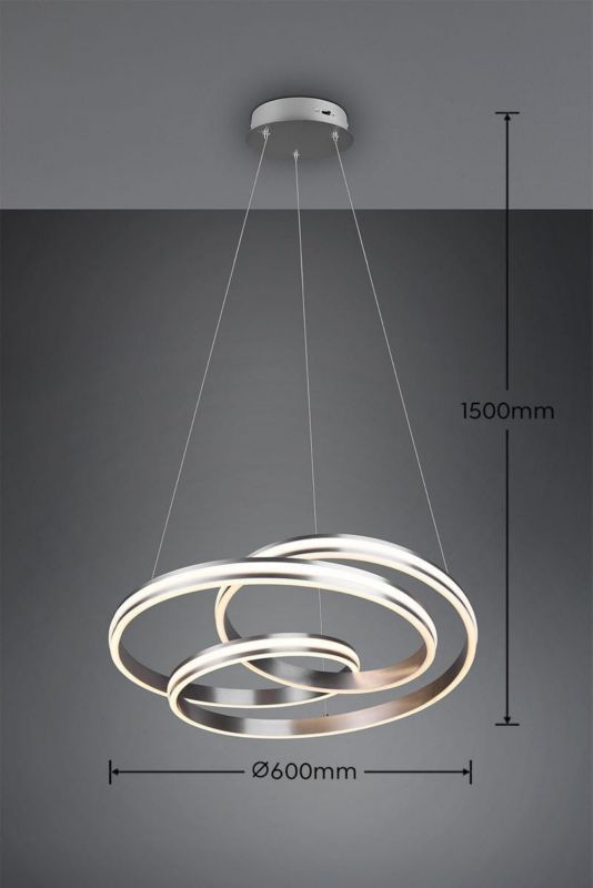 Żyrandol Trio Yara srebrno-biały wym: 150 x 60 x 60 cm wbudowany LED 60W 1 szt.