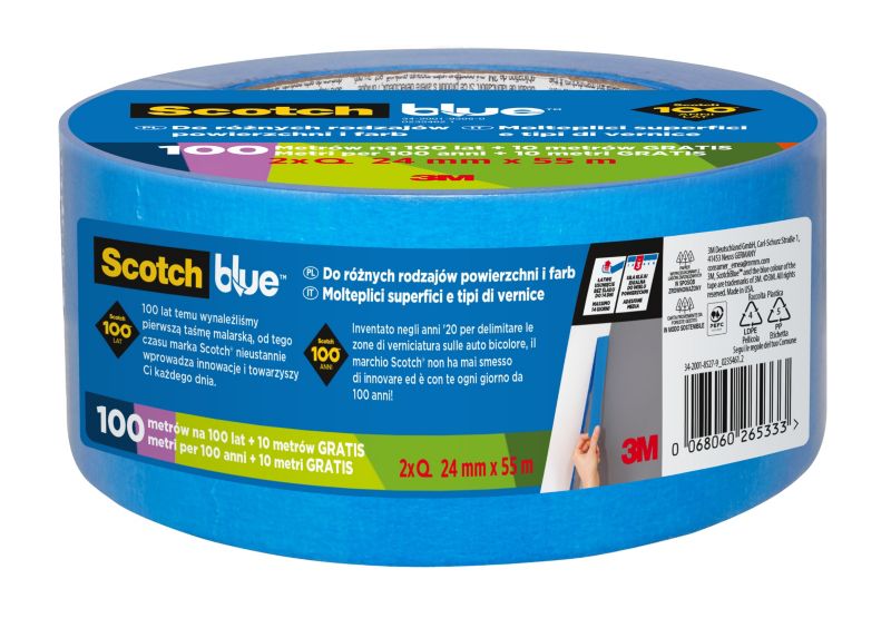 Taśma malarska ScotchBlue uniwersalna 2 x 24 mm x 55 m