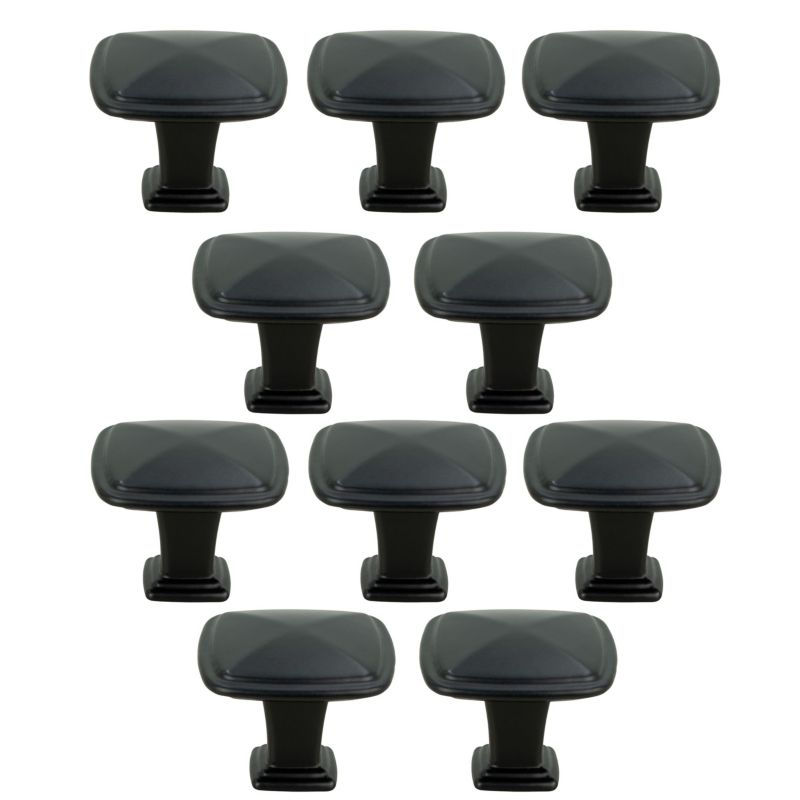 10 x Gałka meblowa kwadratowa metalowa czarna 10 szt