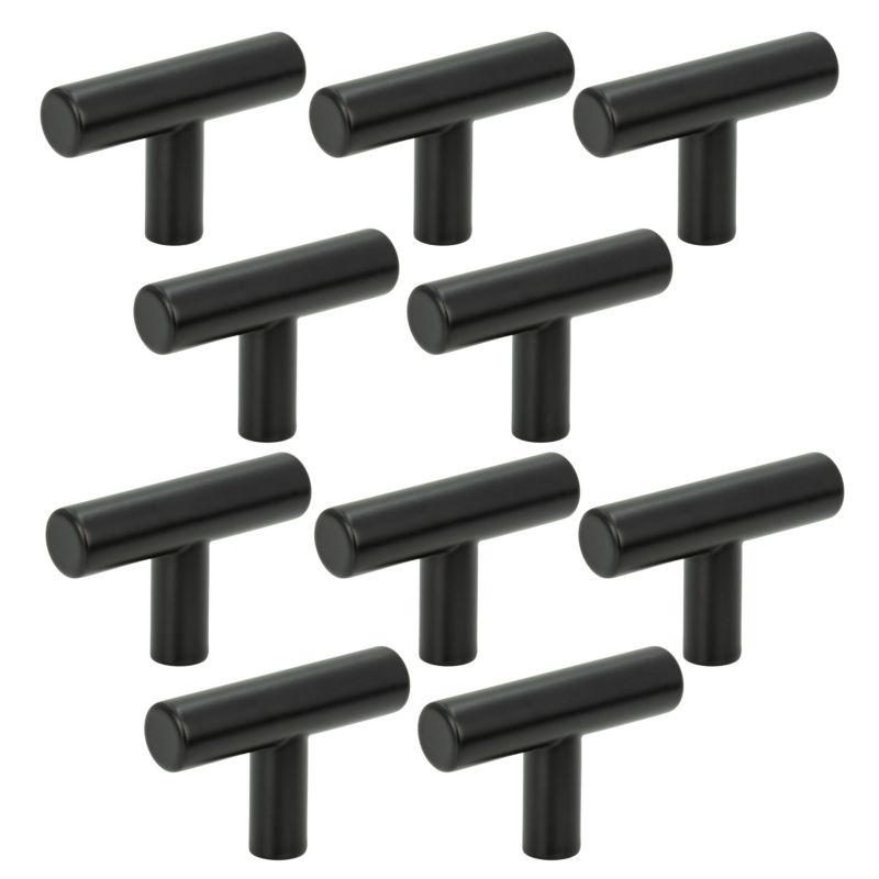 10 x Gałka meblowa reling metalowa czarna nowoczesna 10 szt