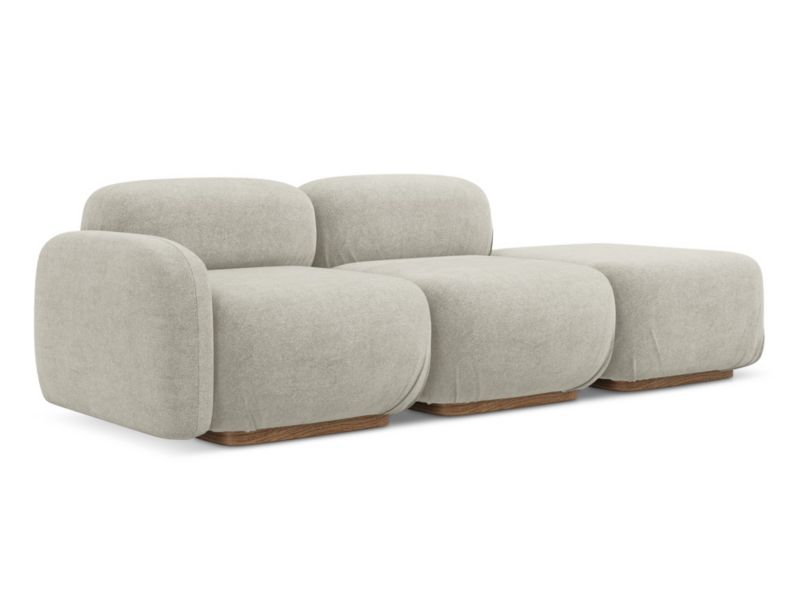3-osobowa kanapa modułowa lewa Makamii Ailani z tkaniną boucle 258x95 cm jasny beż 1 szt.