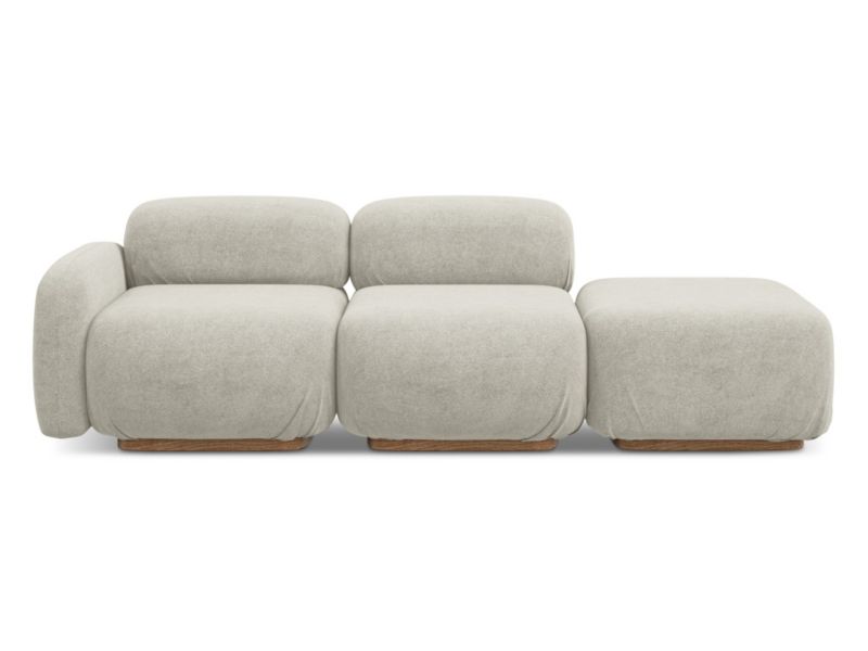 3-osobowa kanapa modułowa lewa Makamii Ailani z tkaniną boucle 258x95 cm jasny beż 1 szt.