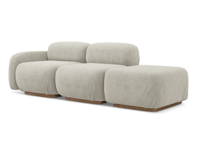 3-osobowa kanapa modułowa lewa Makamii Ailani z tkaniną boucle 258x95 cm jasny beż 1 szt.