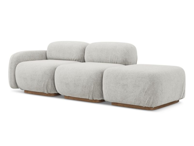 3-osobowa kanapa modułowa lewa Makamii Ailani z tkaniną boucle 258x95 cm srebrny 1 szt.