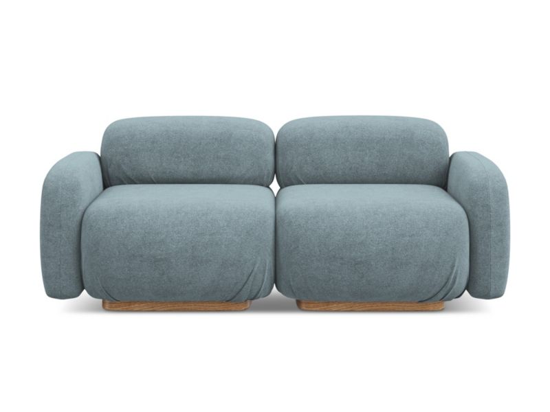 3-osobowa kanapa modułowa Makamii Ailani z tkaniną boucle 190x95 cm jeans 1 szt.