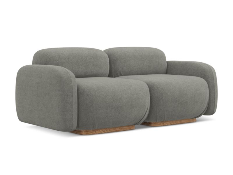 3-osobowa kanapa modułowa Makamii Ailani z tkaniną boucle 190x95 cm szary beż 1 szt.