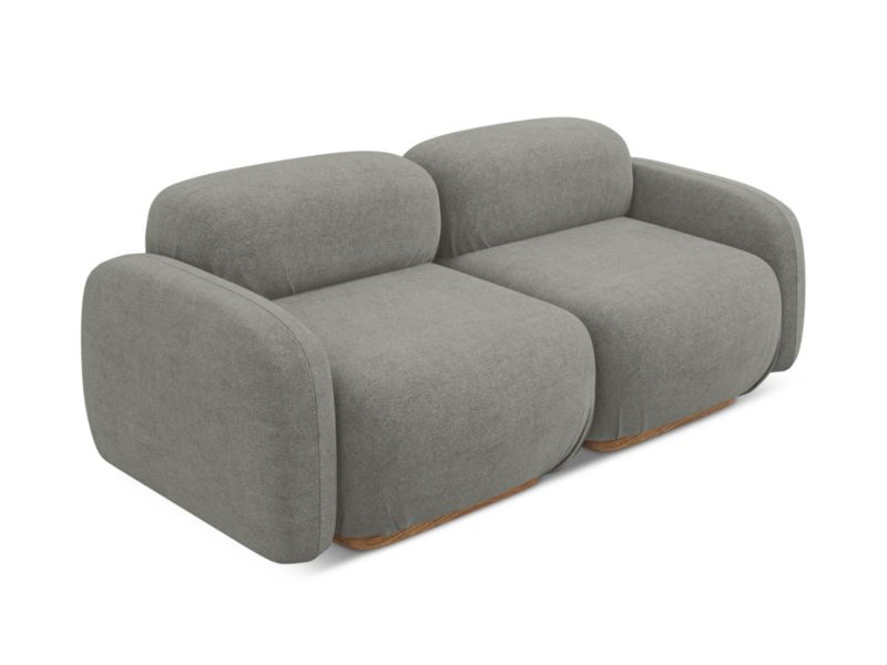3-osobowa kanapa modułowa Makamii Ailani z tkaniną boucle 190x95 cm szary beż 1 szt.