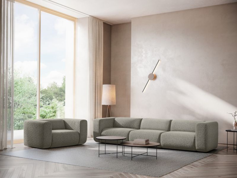 3-osobowa kanapa modułowa Makamii Ekahi z tkaniny strukturalnej 228x89 cm ciemny beż 1 szt.