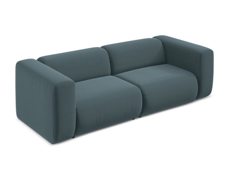 3-osobowa kanapa modułowa Makamii Ekahi z weluru 228x89 cm morski 1 szt.