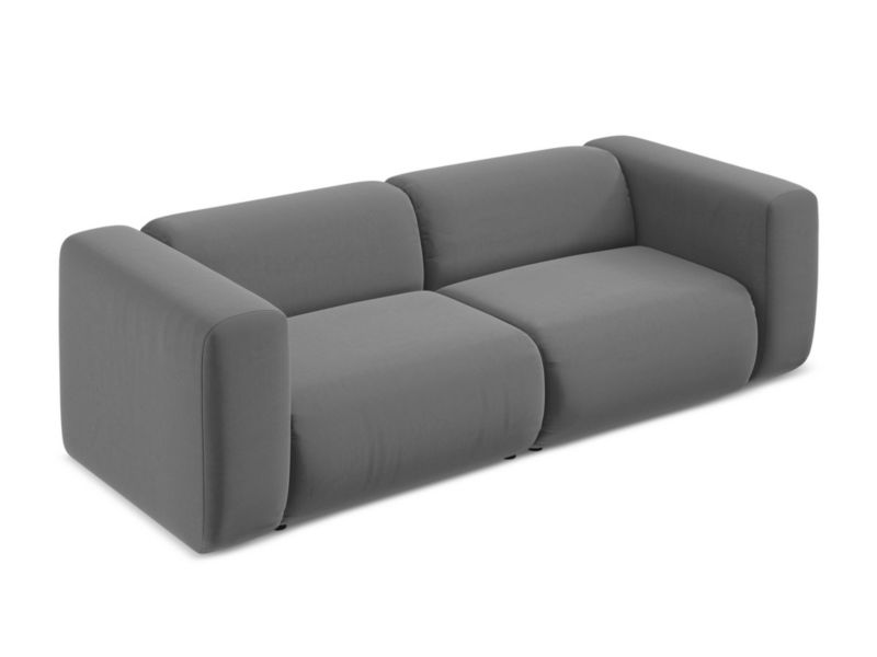 3-osobowa kanapa modułowa Makamii Ekahi z weluru 228x89 cm szary 1 szt.