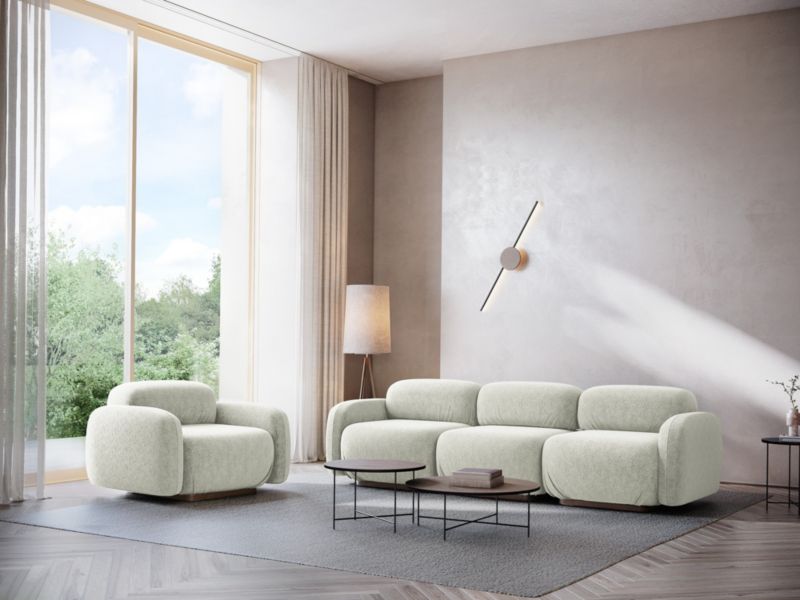 3-osobowa kanapa modułowa prawa Makamii Ailani z tkaniny szenilowej 258x95 cm biały 1 szt.
