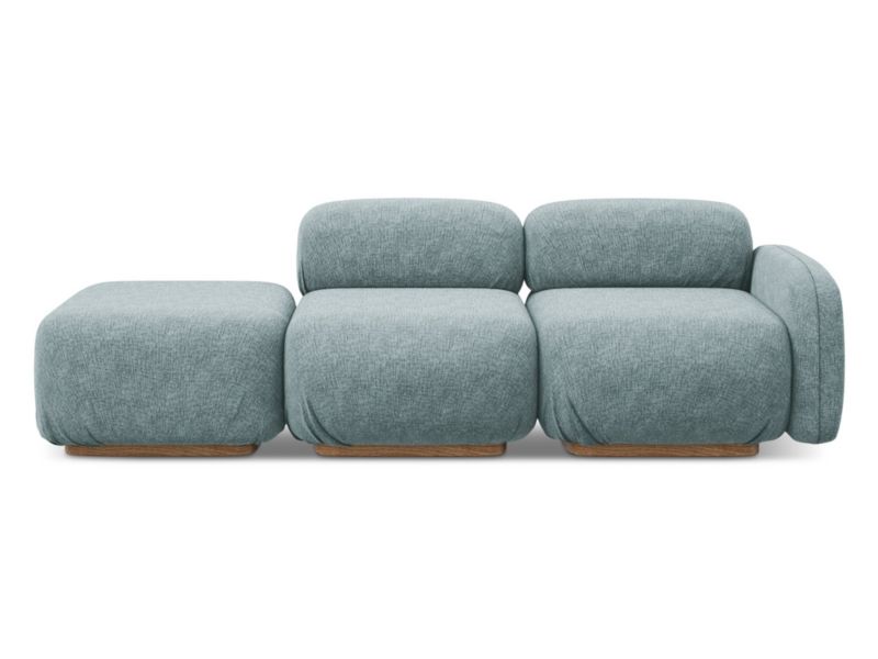 3-osobowa kanapa modułowa prawa Makamii Ailani z tkaniny szenilowej 258x95 cm jeans 1 szt.