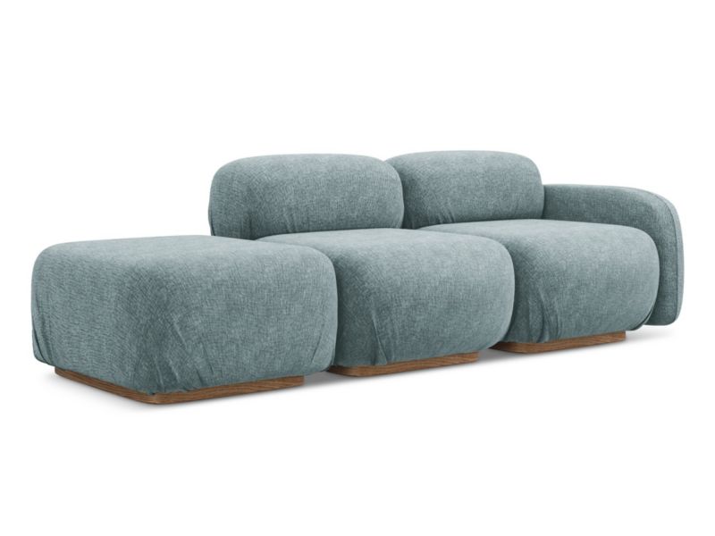 3-osobowa kanapa modułowa prawa Makamii Ailani z tkaniny szenilowej 258x95 cm jeans 1 szt.
