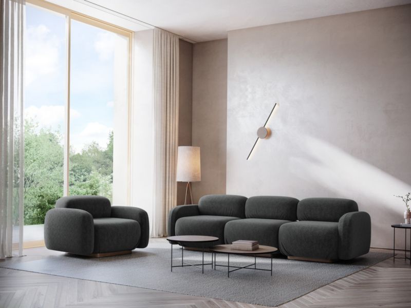 3-osobowa kanapa modułowa prawa Makamii Ailani z tkaniny szenilowej 258x95 cm stalowy 1 szt.