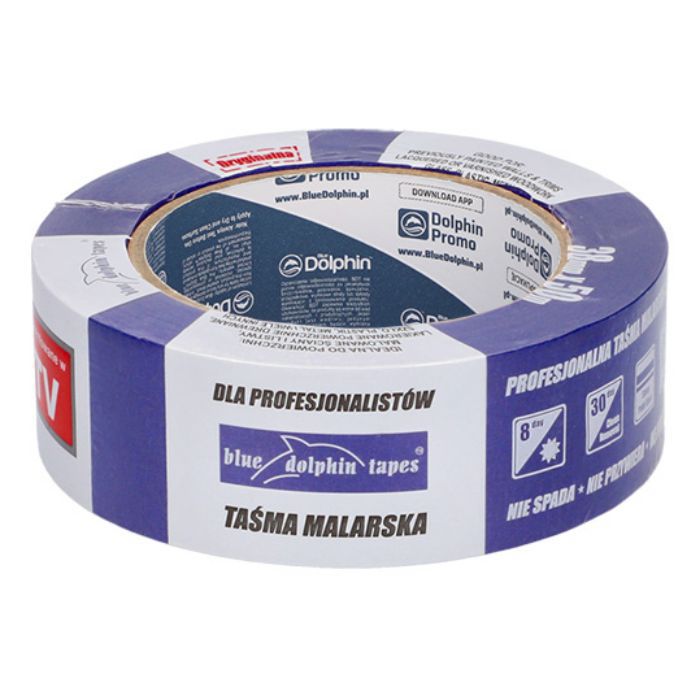 3 Pak Taśm malarskich Blue Dolphin: 1 szt. taśma do krzywizn 36mm x 27,42m + 2 szt. niebieska malarska 38mm x 50m