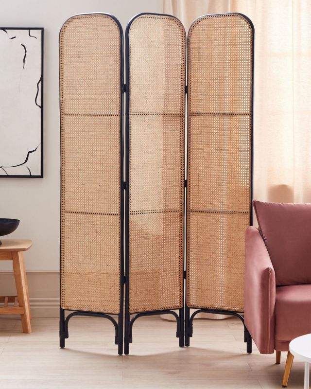 3-panelowy parawan pokojowy Potenza Jasne drewno z czarnym 1 szt.