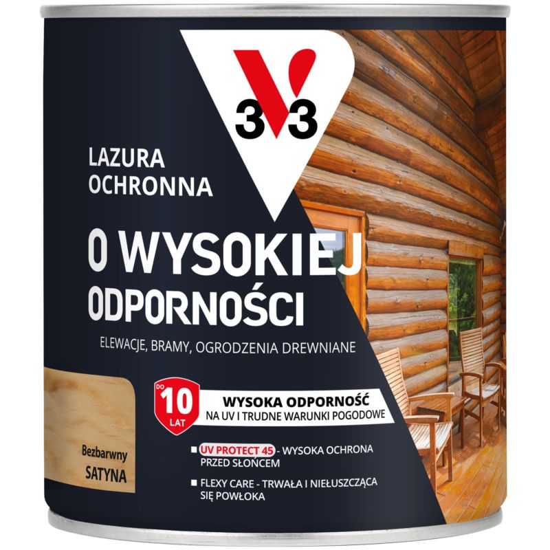 Lazura ochronna o wysokiej odporności V33 bezbarwna 0,75 l