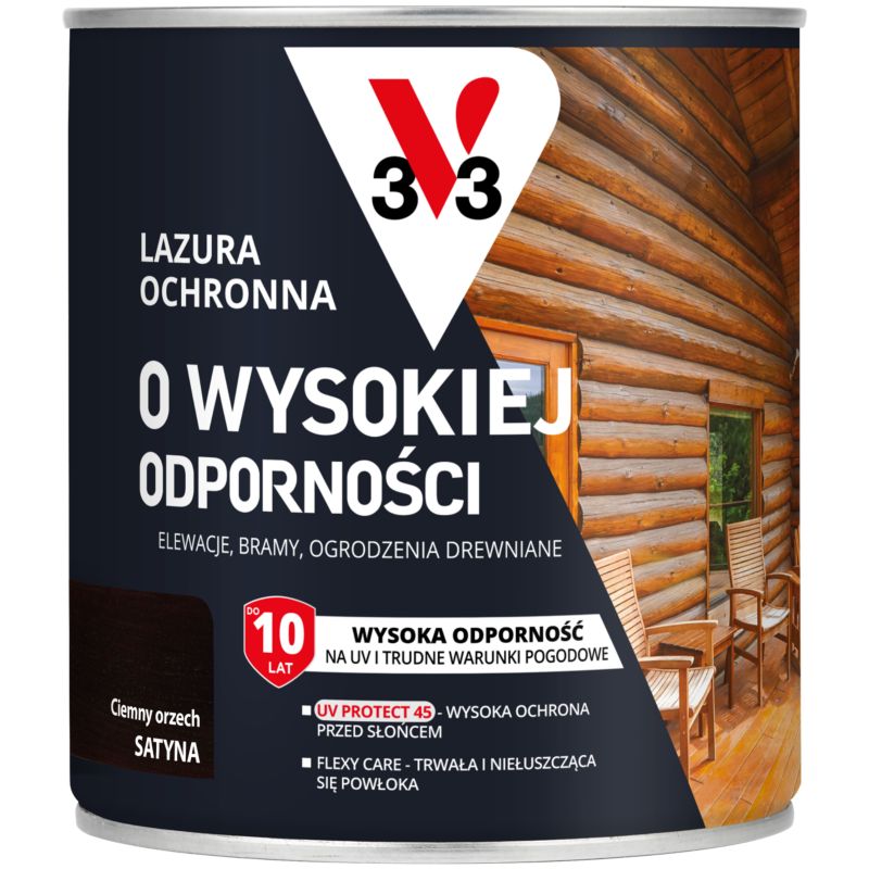 Lazura ochronna o wysokiej odporności V33 ciemny orzech brąz 0,75 l