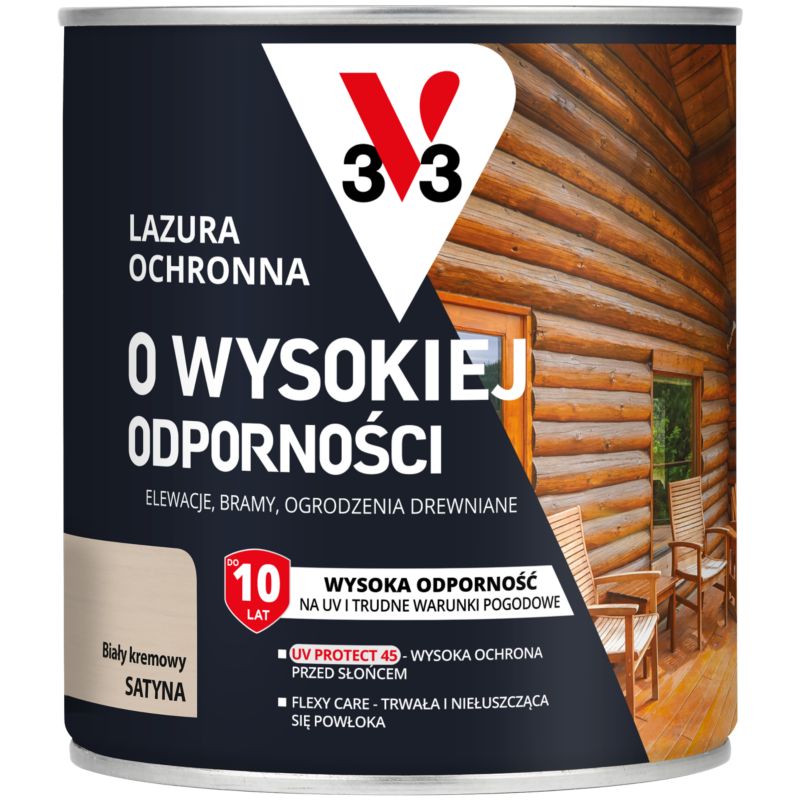 Lazura ochronna o wysokiej odporności V33 biały kremowy 0,75 l