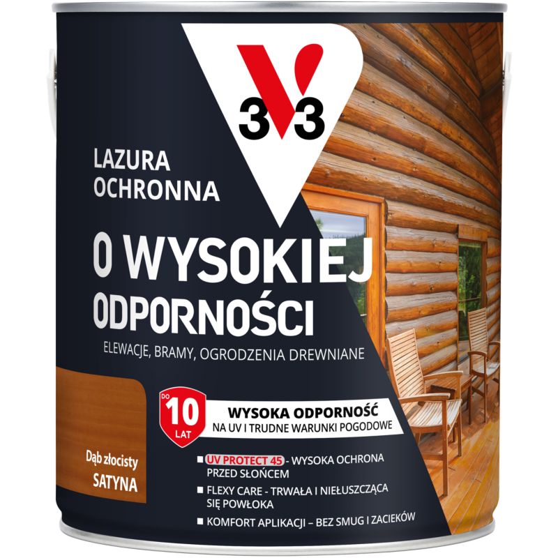 Lazura ochronna o wysokiej odporności V33 dąb złocisty 2,5 l