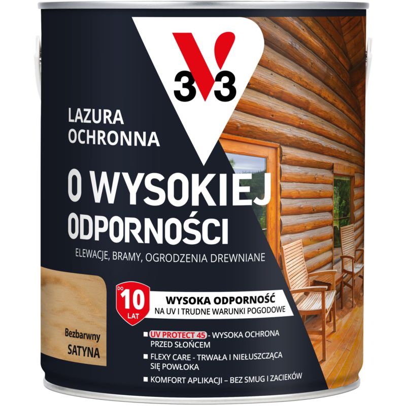 Lazura ochronna o wysokiej odporności V33 bezbarwna 2,5 l