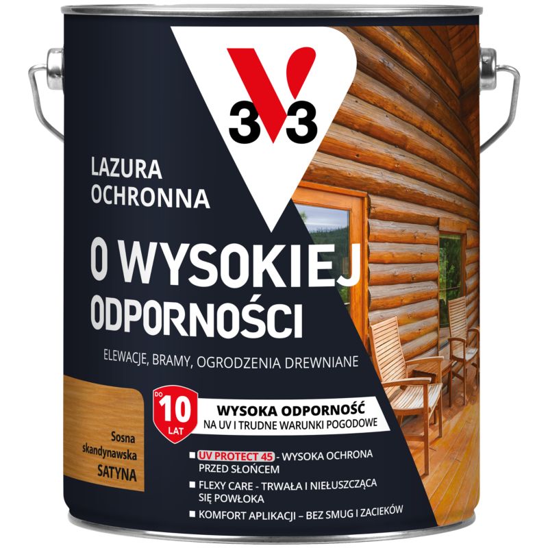 Lazura ochronna o wysokiej odporności V33 sosna skandynawska 5 l