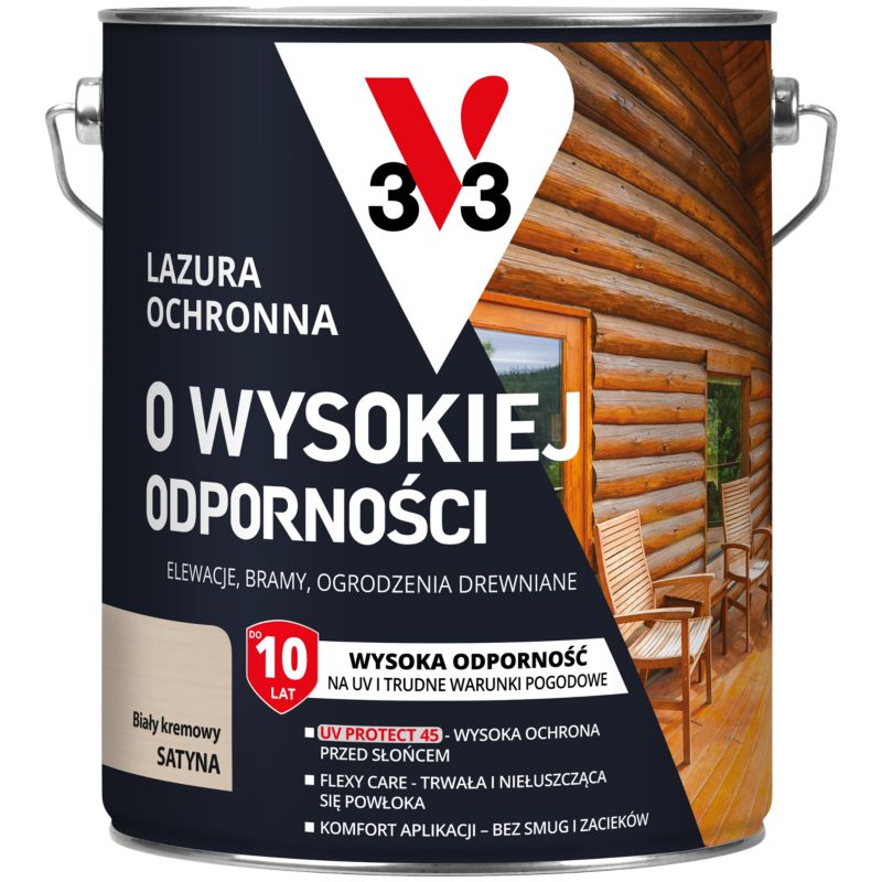Lazura ochronna o wysokiej odporności V33 biały kremowy 5 l