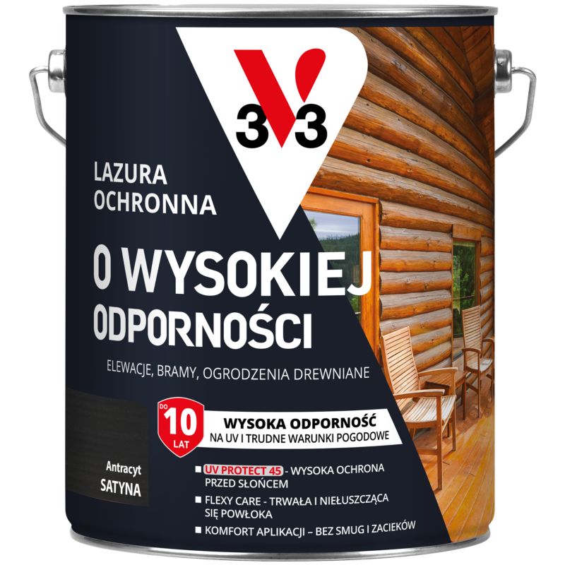 Lazura ochronna o wysokiej odporności V33 antracyt 5 l