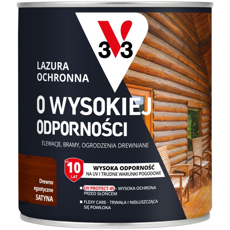 Lazura ochronna o wysokiej odporności V33 drewno egzotyczne 0,75 l