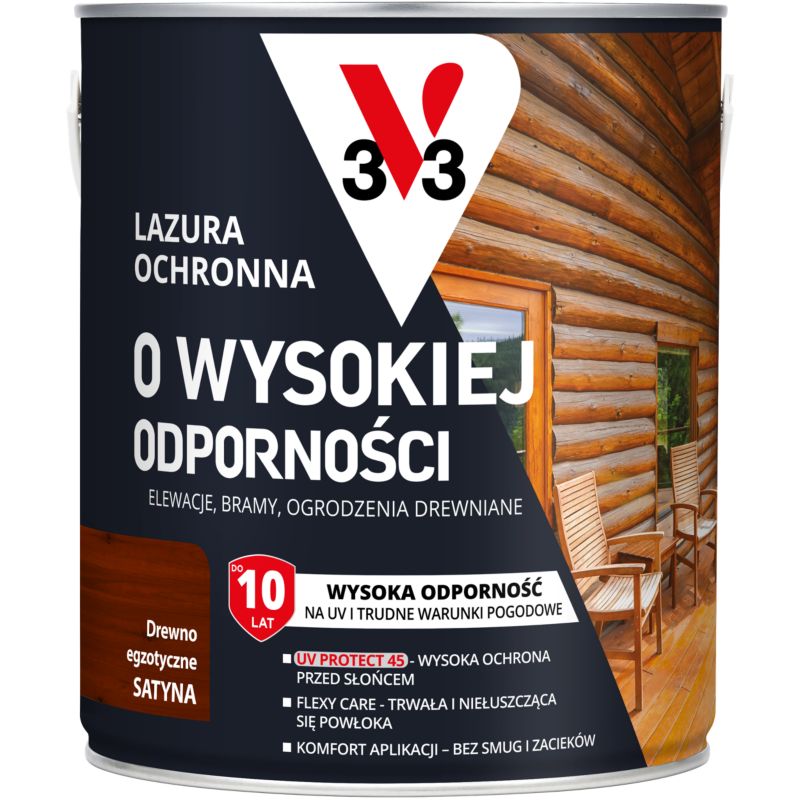 Lazura ochronna o wysokiej odporności V33 drewno egzotyczne 2,5 l