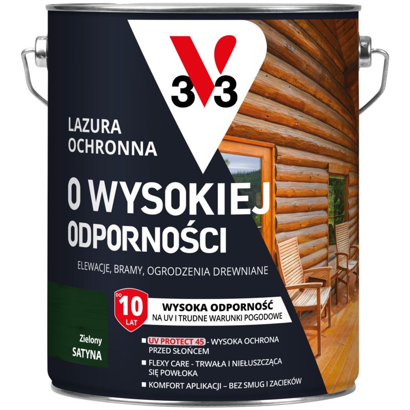 Lazura ochronna o wysokiej odporności V33 zielony 5 l