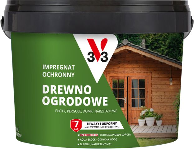 Impregnat ochronny V33 drewno ogrodowe dąb złocisty 10 l