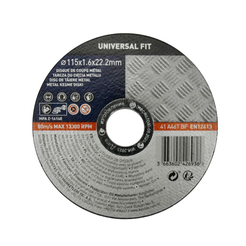 Tarcza do cięcia metalu Universal fit 115 x 1,6 mm