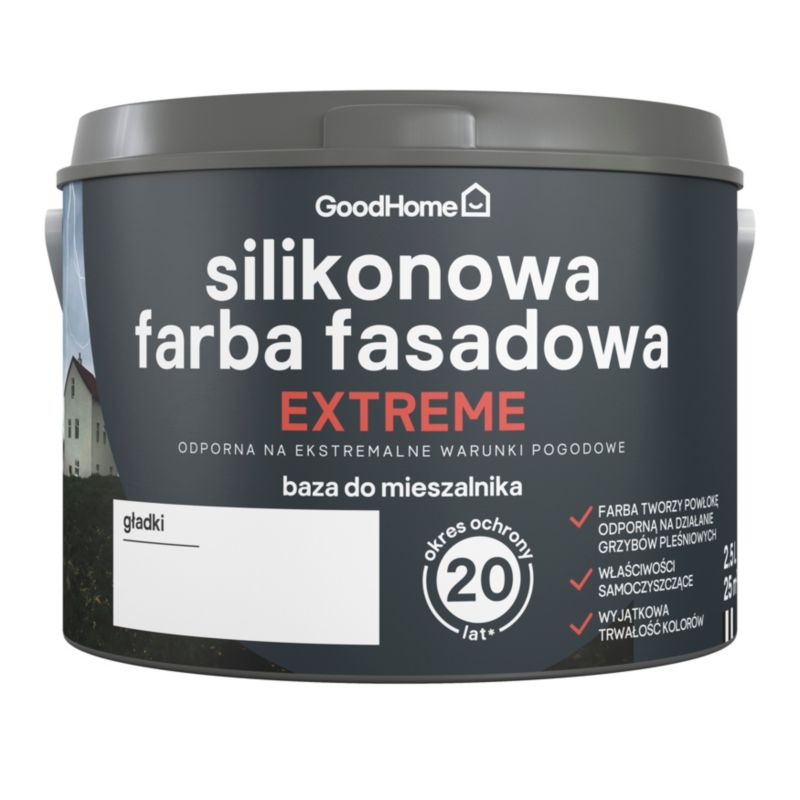 Silikonowa farba fasadowa GoodHome 2,5 l baza B4