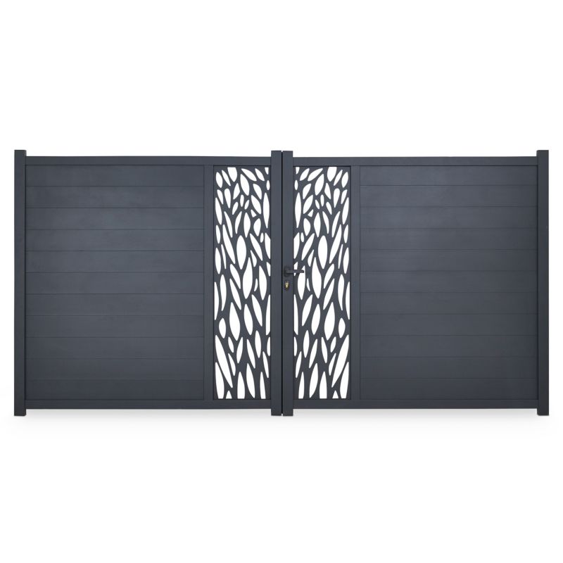 Brama dwuskrzydłowa Klikstrom Neva 350 x 174 cm aluminium antracyt