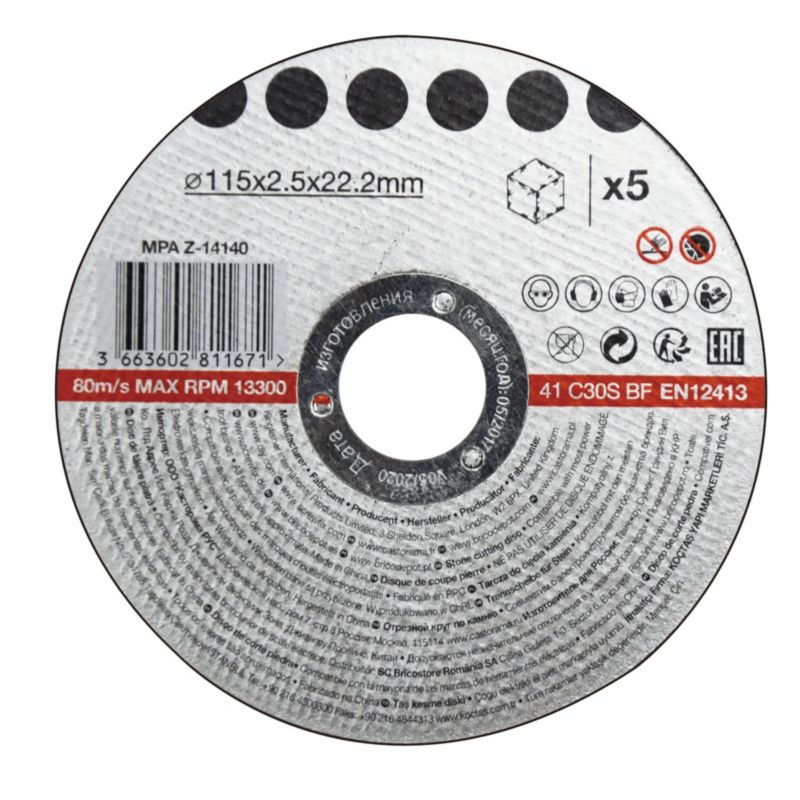 Zestaw tarcz do betonu 115 x 2,5 m 5 szt.