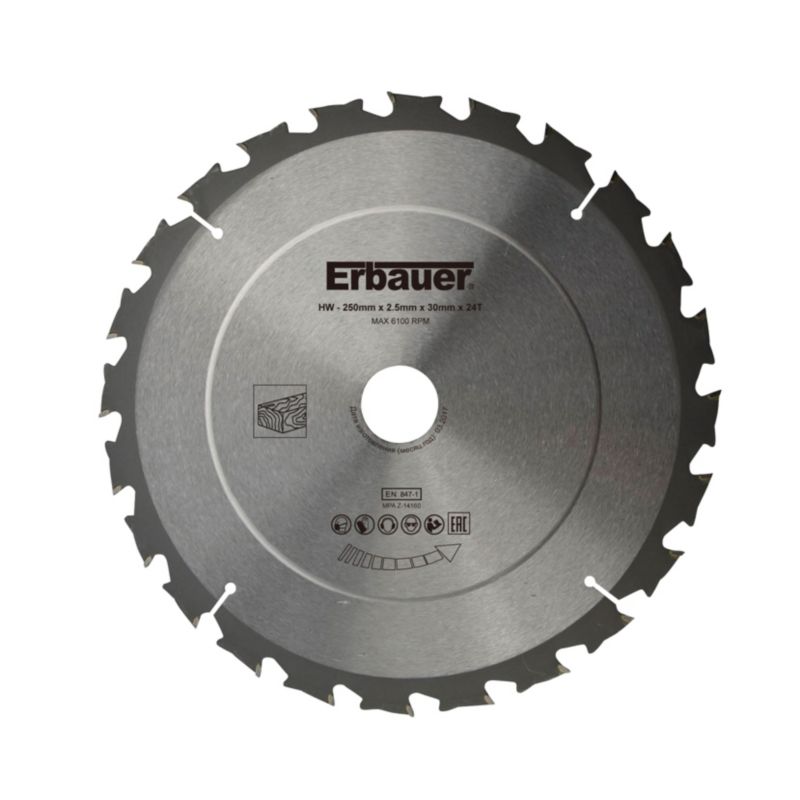Tarcza do drewna Erbauer 250 x 30/25/20/16 mm 24T