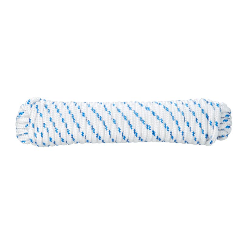 Lina pleciona polipropylenowa Diall 8 mm x 15 m biało-niebieska